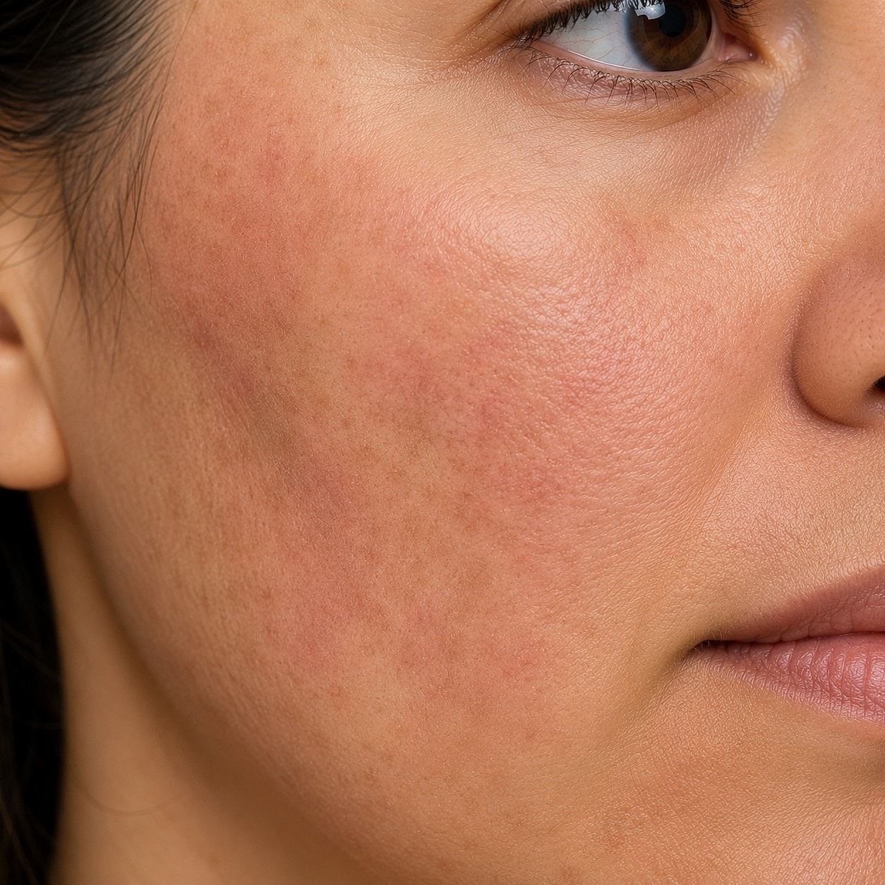 Close-up of skin showing texture and imperfections.