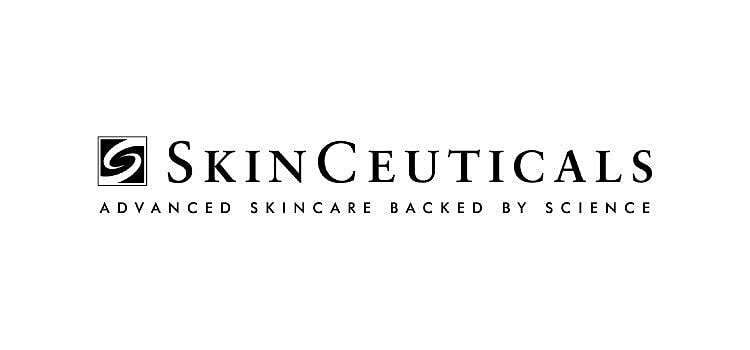SkinCeuticals logo with skincare tagline.
