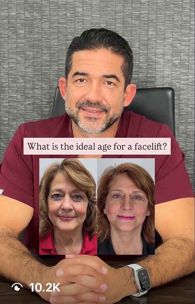 Facelift consultation with before-and-after images.