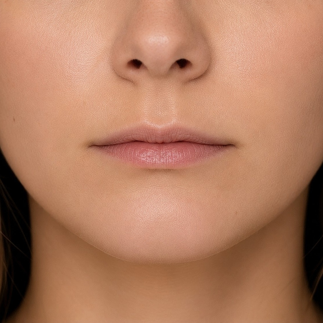 Close-up of a woman's lips and chin.